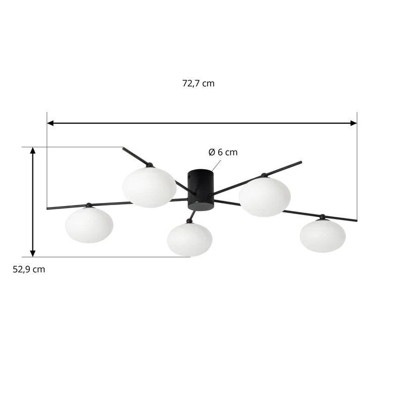 B-Ware Lindby Deckenleuchte Valisa schwarz 5-flammig Deckenlampe Lampe Leuchte Spot