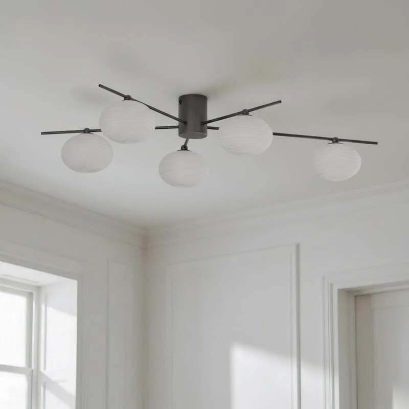 B-Ware Lindby Deckenleuchte Valisa schwarz 5-flammig Deckenlampe Lampe Leuchte Spot