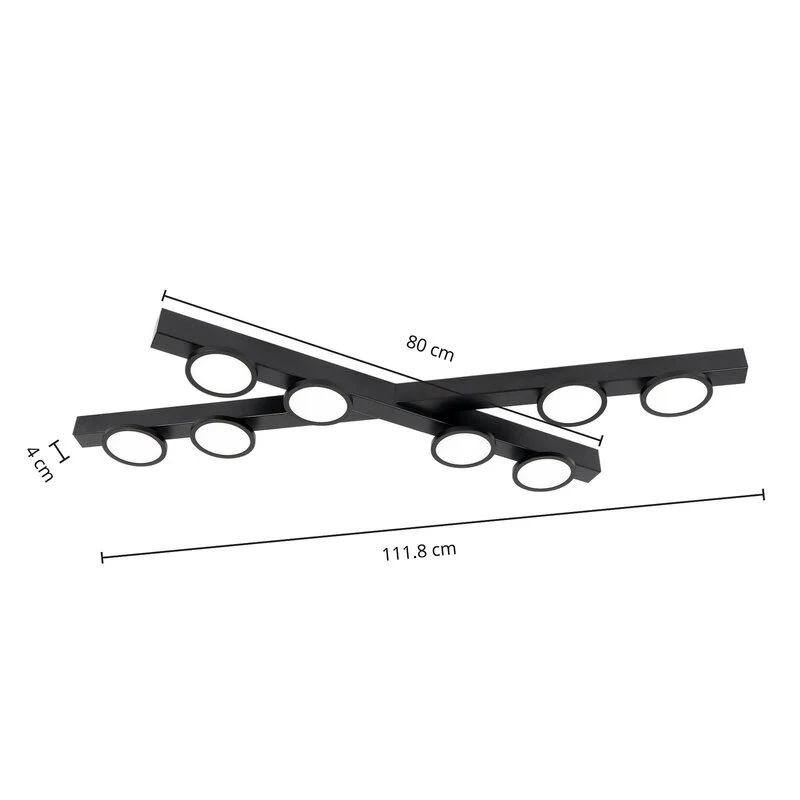 B-Ware Lucande Deckenleuchte Kellino schwarz 8-flammig GU10 Deckenlampe Lampe Leuchte