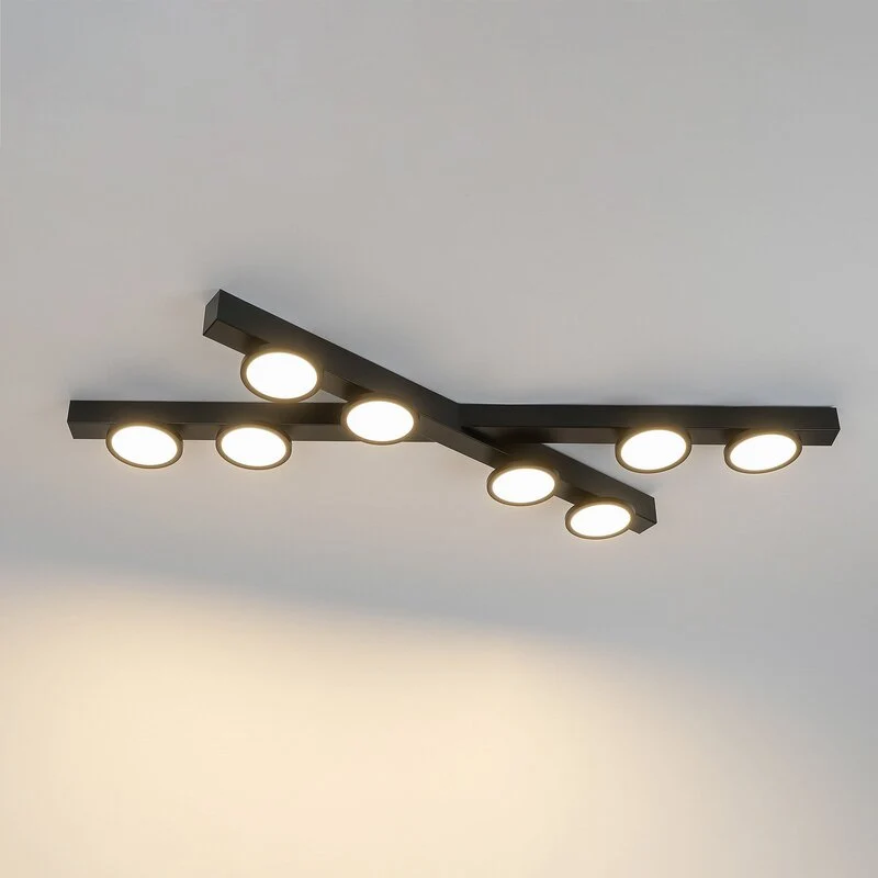 B-Ware Lucande Deckenleuchte Kellino schwarz 8-flammig GU10 Deckenlampe Lampe Leuchte
