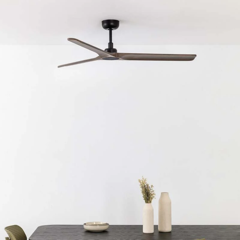 B-Ware FARO BARCELONA Deckenventilator Heywood schwarz Holz dunkel Ventilator Lampe