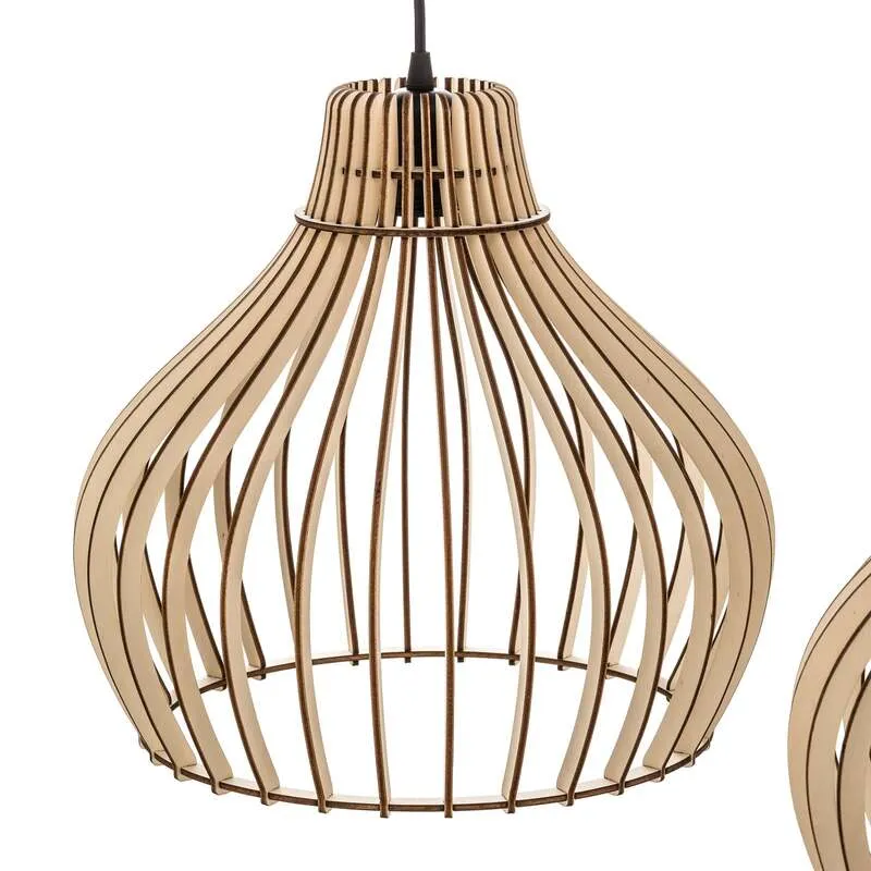 B-Ware Euluna Barrel Hängeleuchte Deckenlampe Pendelleuchte Lampe E27 Holzschirm Holz