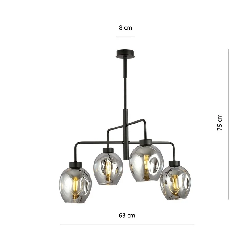 B-Ware emibig Hängeleuchte Lukka LED Pendelleuchte Lampe 4-flammig schwarz graphit