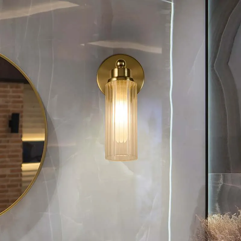 B-Ware Searchlight Wandleuchte Imperial LED Lampe dimmbar messing Stahl Glas IP44
