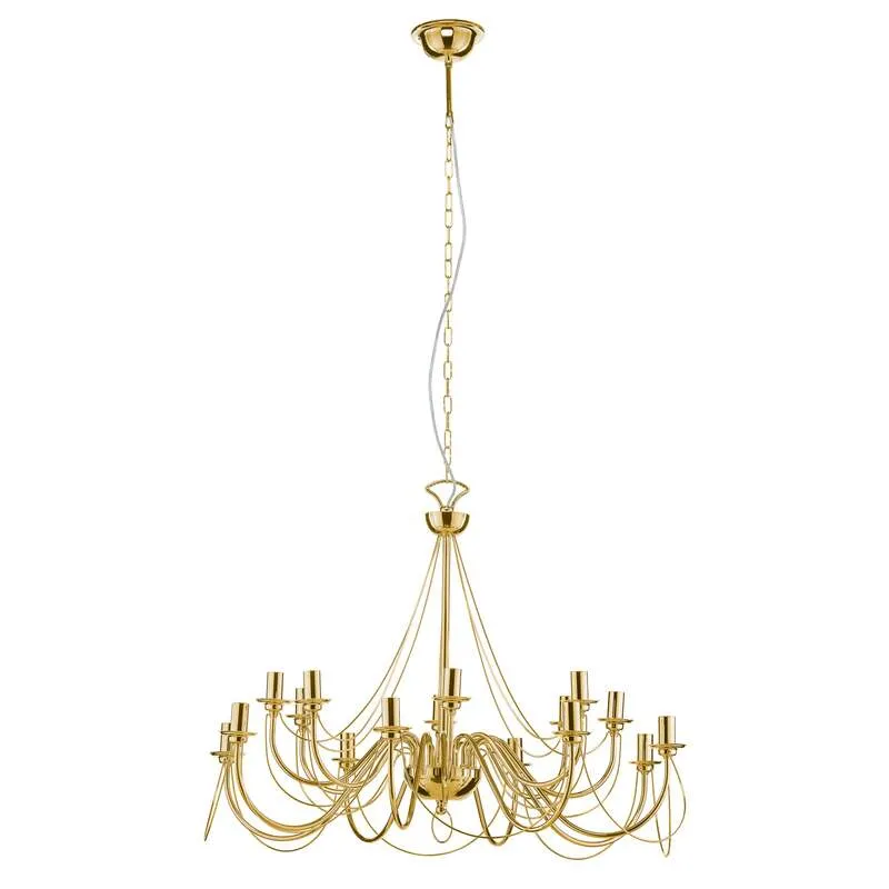 B-Ware Kronleuchter Retro 16-flammig gold 90 cm dimmbar von Domiluce