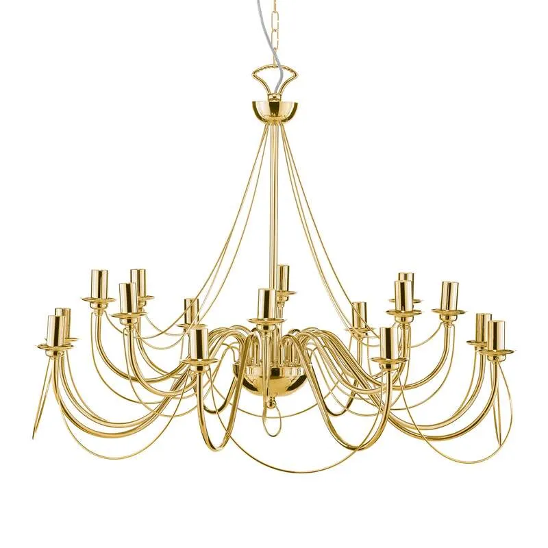 B-Ware Kronleuchter Retro 16-flammig gold 90 cm dimmbar von Domiluce