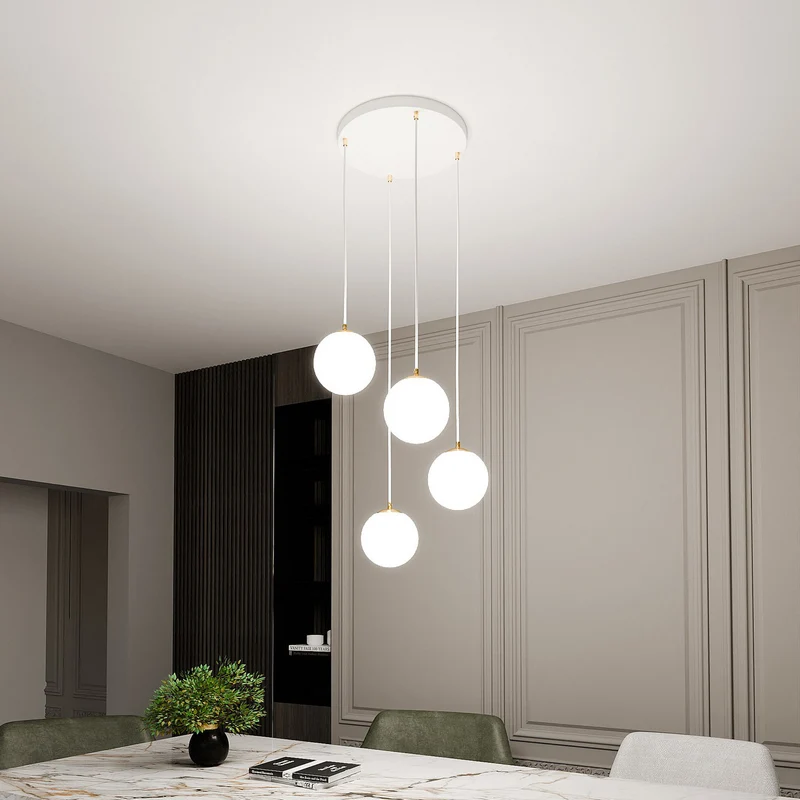 B-Ware Hängeleuchte Royal 4-flg opalweiß/weiß Glas E14 dimmbar 100cm max Abhängung