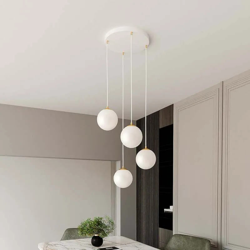 B-Ware Hängeleuchte Royal 4-flg opalweiß/weiß Glas E14 dimmbar 100cm max Abhängung