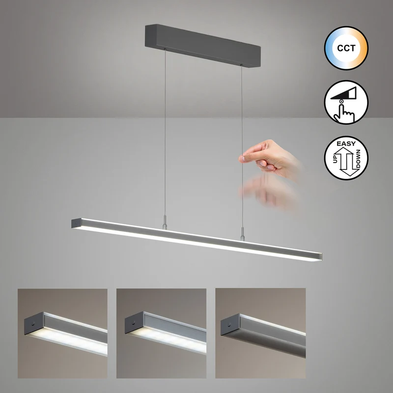 B-Ware FISCHER & HONSEL Hängelampe Valeno LED Pendelleuchte dimmbar grau 115cm CCT