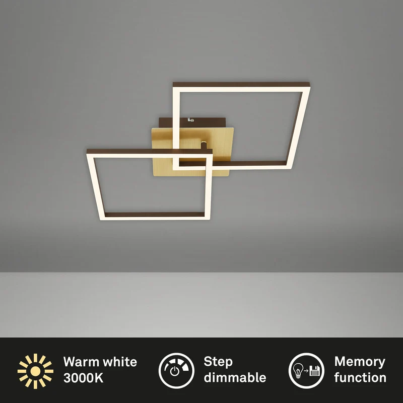 B-Ware LED Deckenleuchte Deckenlampe Frame gold dimmbar Memoryfunktion Raum Beleuchtung