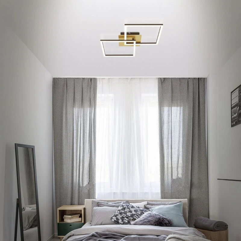 B-Ware LED Deckenleuchte Deckenlampe Frame gold dimmbar Memoryfunktion Raum Beleuchtung