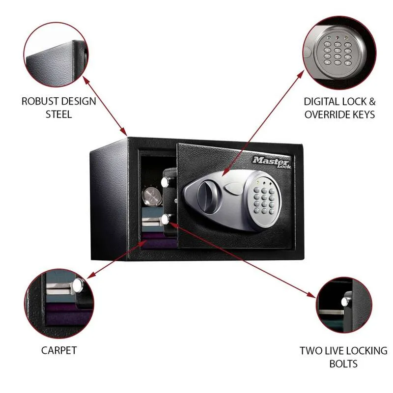 B-Ware Master Lock 16.44L Medium Digital Combination Safe, Black & Grey