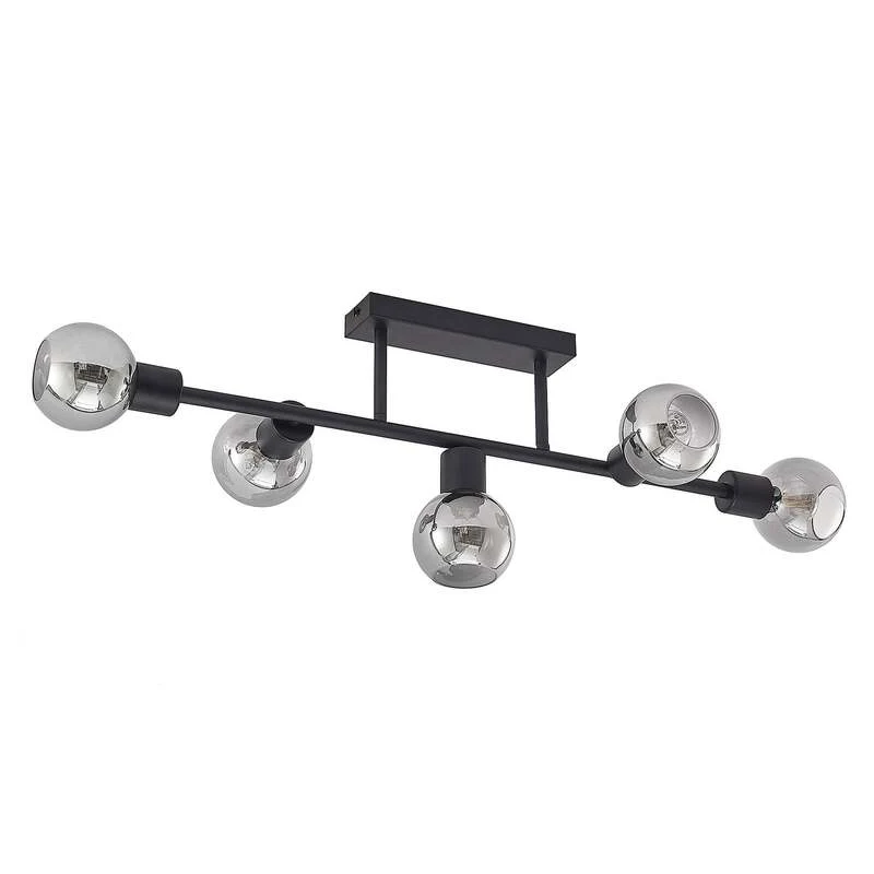 B-Ware Lindby Deckenlampe Biscala LED Lampe Leuchte dimmbar schwarz rauch Ø85cm 5-flg
