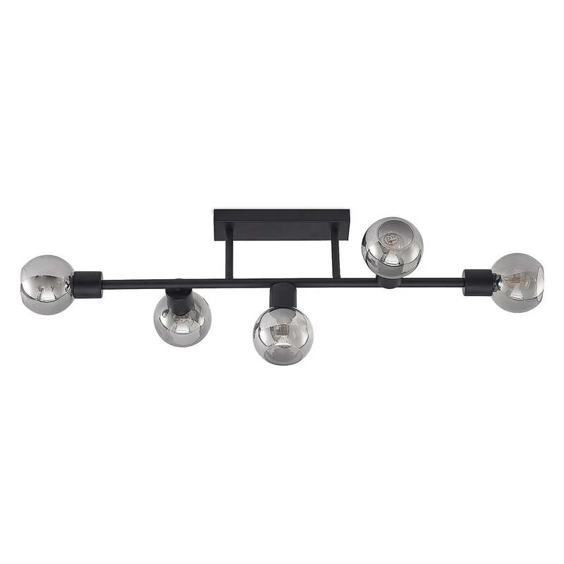 B-Ware Lindby Deckenlampe Biscala LED Lampe Leuchte dimmbar schwarz rauch Ø85cm 5-flg