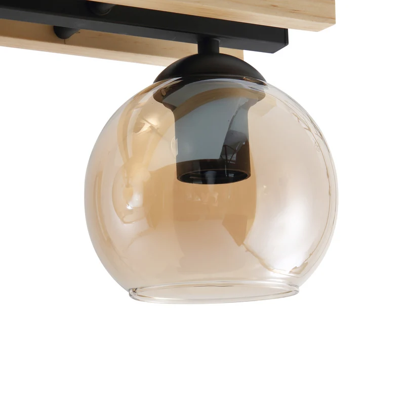 B-Ware Lindby Deckenlampe Enrique LED 3-flammig Hängeleuchte Lampe amber Holz Glas