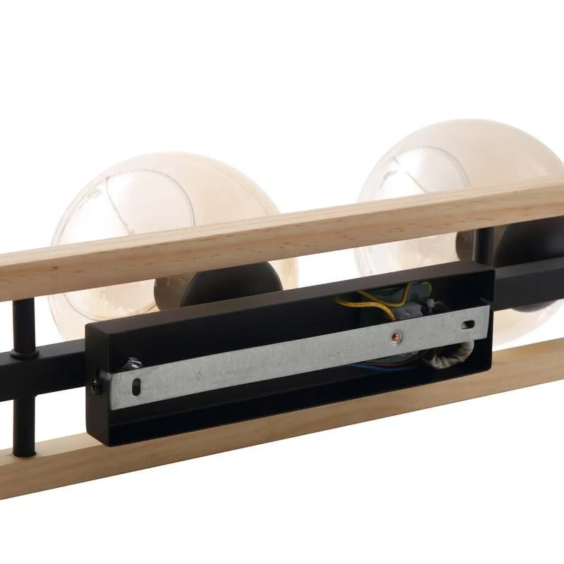 B-Ware Lindby Deckenlampe Enrique LED 3-flammig Hängeleuchte Lampe amber Holz Glas
