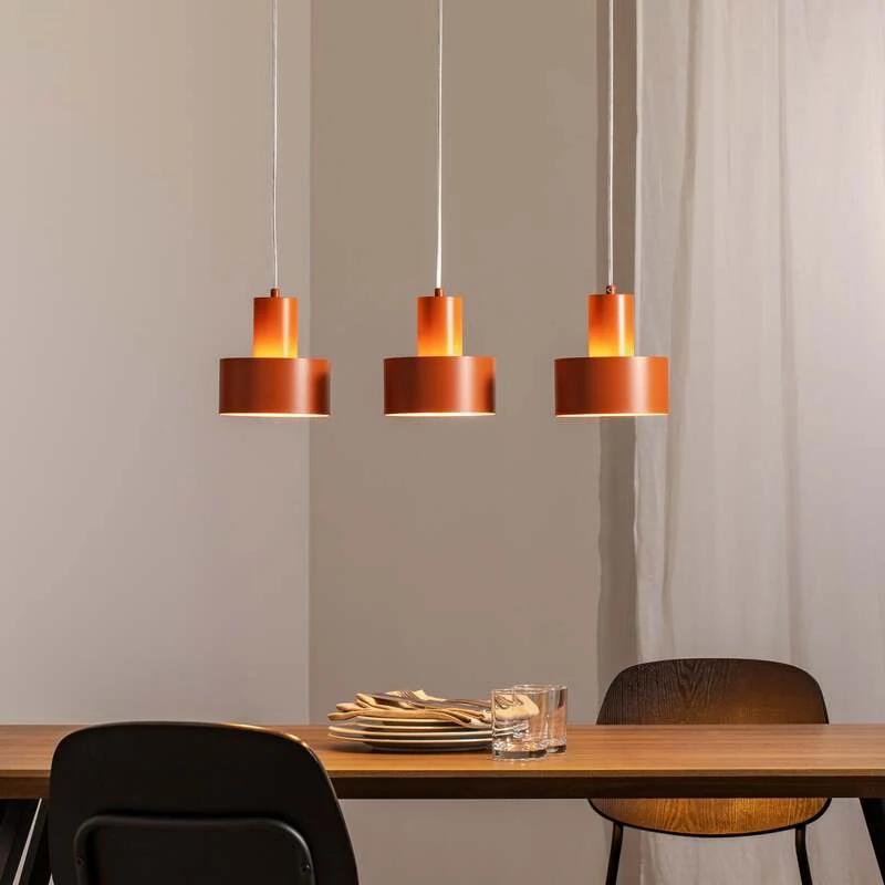 B-Ware Hängeleuchte Rif 3 ziegelrot 3-flammig dimmbar Stahl 67x15 cm Sigma