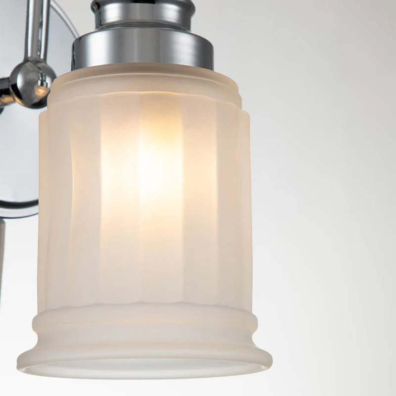 B-Ware QUOIZEL Wandleuchte Wandlampe Swell chrom poliert Stahl Glas satiniert IP44