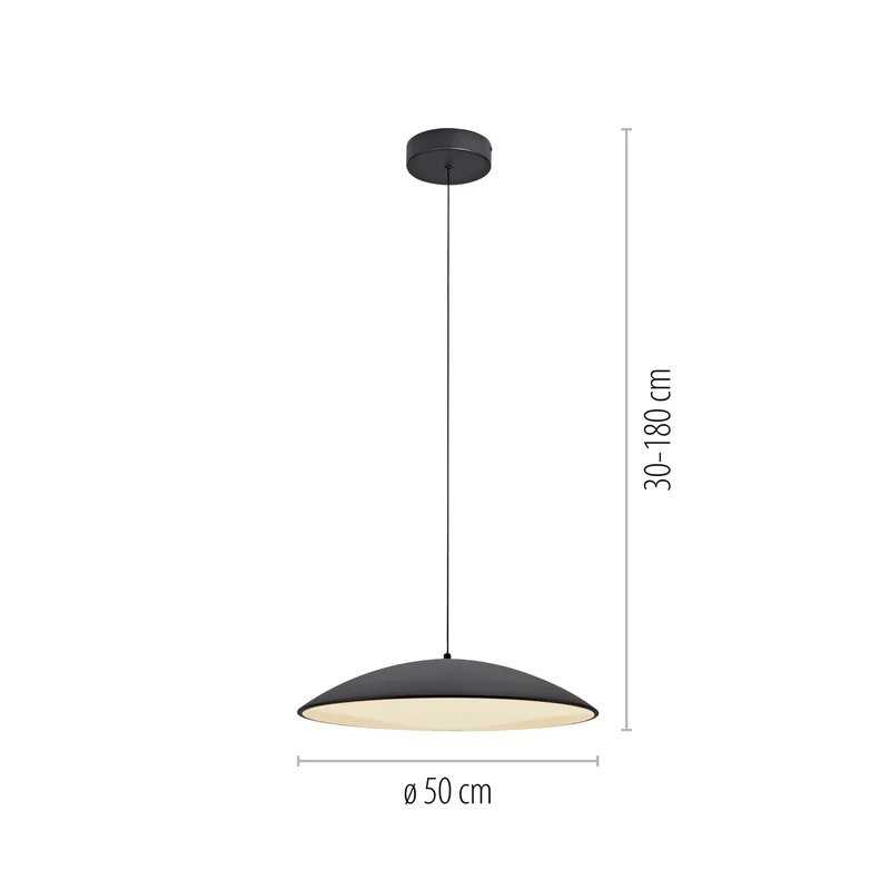 B-Ware Schöner Wohnen LED Hängeleuchte LENTE dimmbar Pendelleuchte schwarz Ø50cm