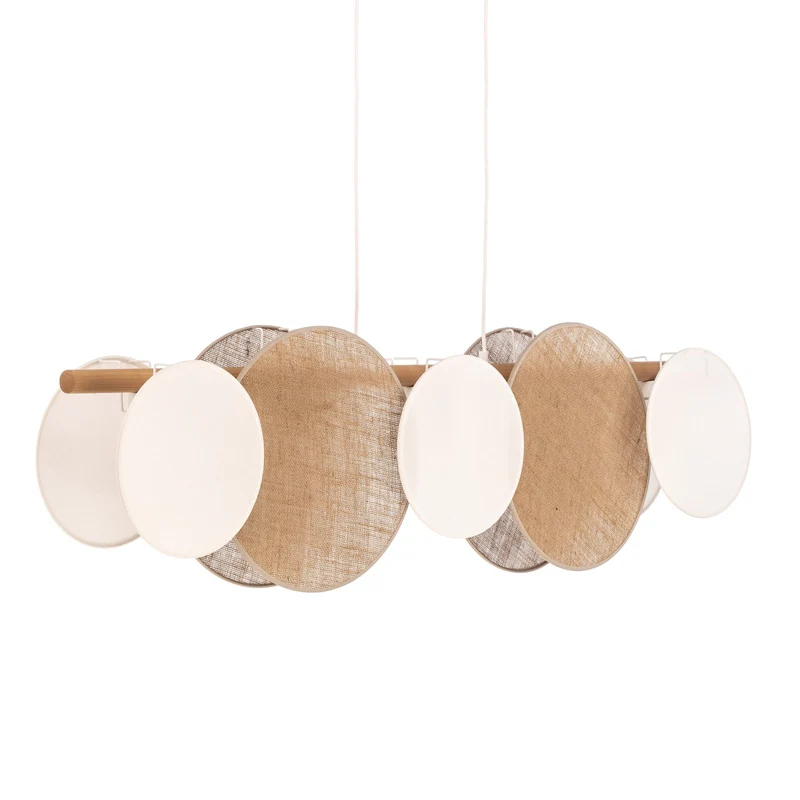 B-Ware TK Lighting Hängelampe Pendelleuchte Pulse Juteschirme naturbraun weiß 5-flg