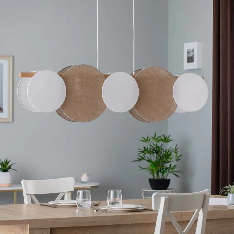 B-Ware TK Lighting Hängelampe Pendelleuchte Pulse Juteschirme naturbraun weiß 5-flg