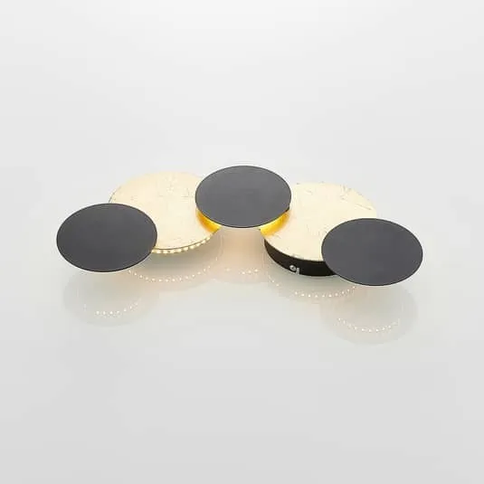 B-Ware Lindby Wandleuchte Wandlampe LED Grazyna schwarz gold fünfflammig Metall warmwei