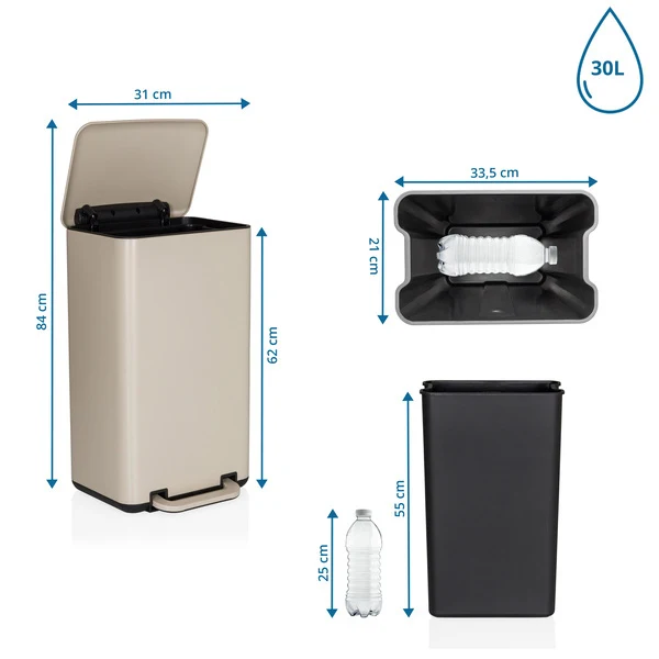 B-Ware hjh OFFICE CLEAN BEVA Abfallsammler Mülleimer Abfalleimer 30L beige