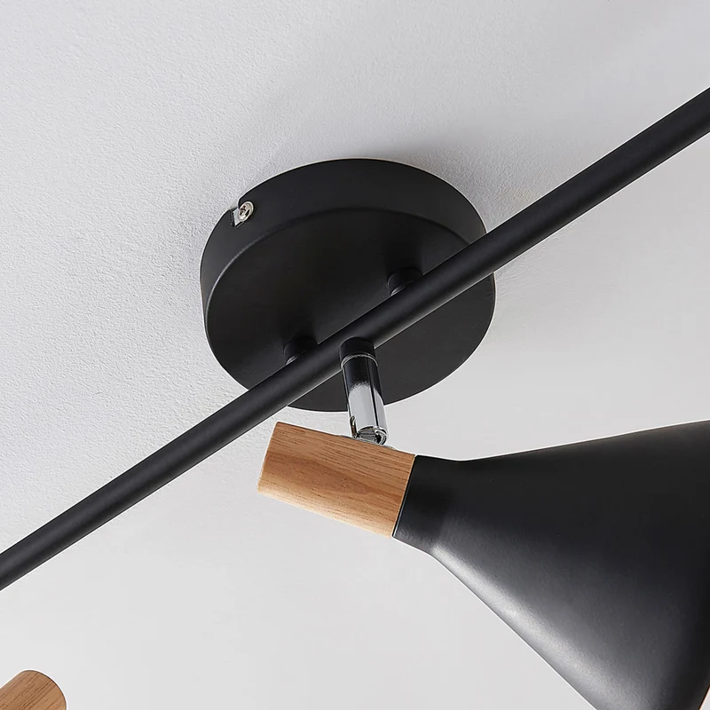 B-Ware Lindby Deckenleuchte Deckenlampe Arina schwarz dreiflammig Metall Holz 53 cm