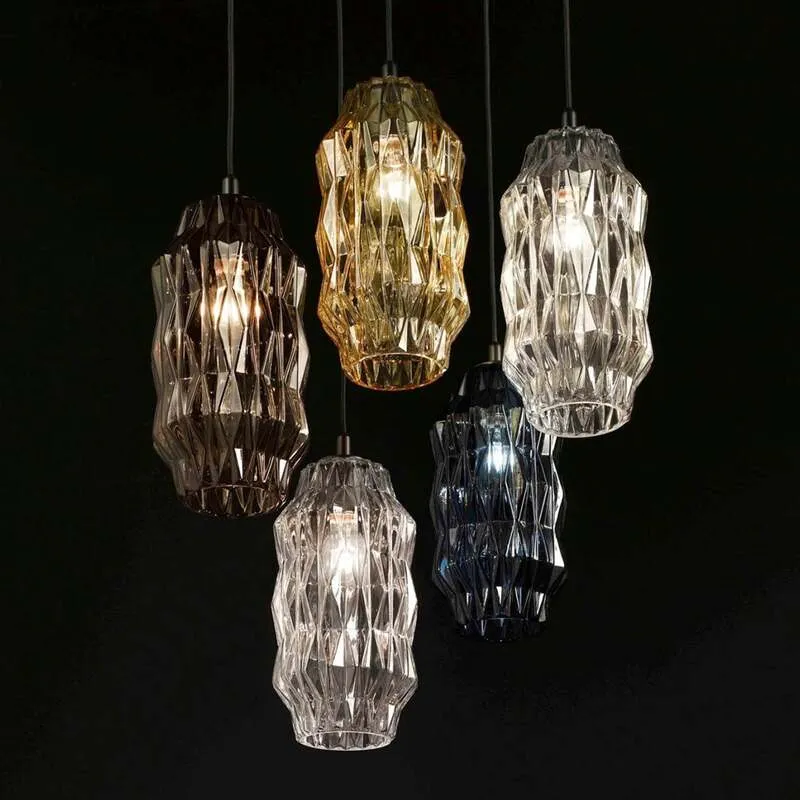 B-Ware Selène Hängeleuchte Origami aus Glas blau Deckenlampe Lampe Leuchte Spot Licht