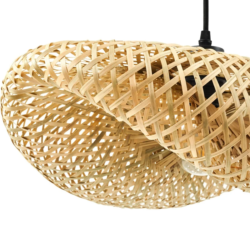 B-Ware Lindby Hängeleuchte Pendelleuchte Eleane Bambus natur Länge 50 cm E27 LED Lampe