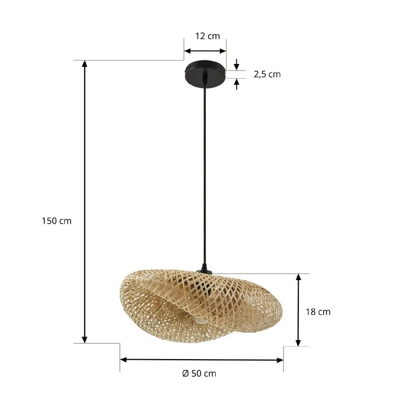 B-Ware Lindby Hängeleuchte Pendelleuchte Eleane Bambus natur Länge 50 cm E27 LED Lampe