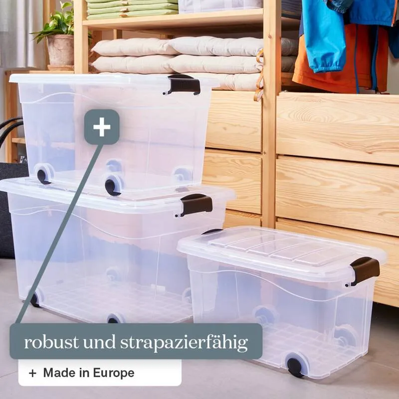 B-Ware Siena HOME Aufbewahrungsbox Anzio 20l mit Deckel und Rollen 45x33.5x25cm klar