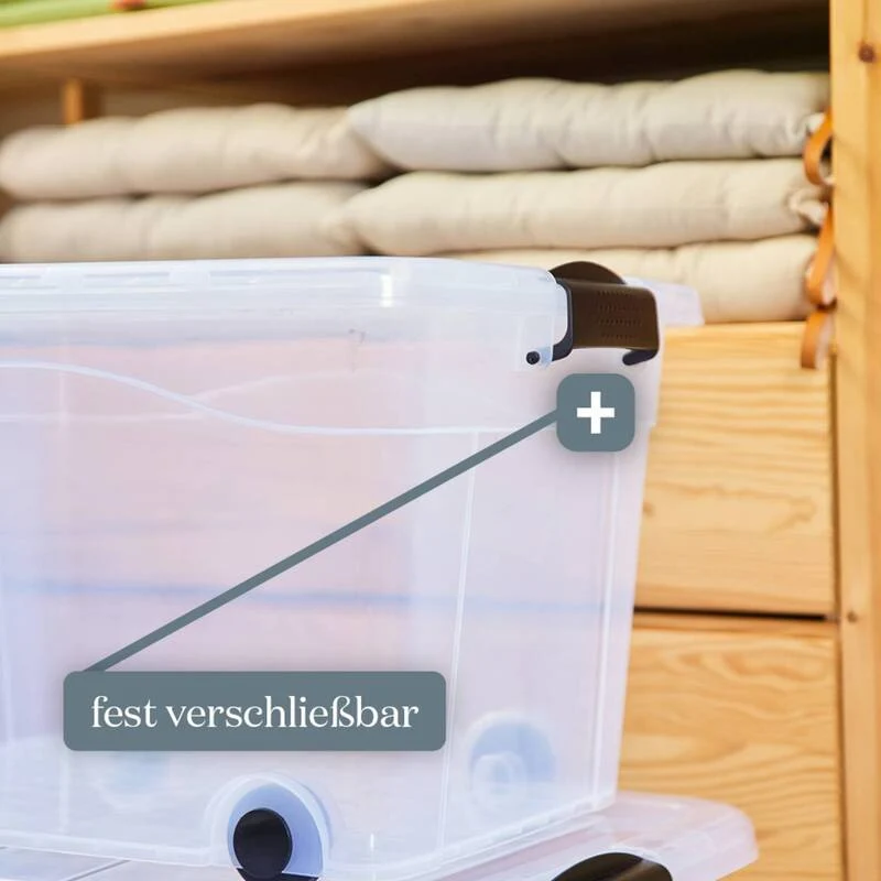 B-Ware Siena HOME Aufbewahrungsbox Anzio 20l mit Deckel und Rollen 45x33.5x25cm klar