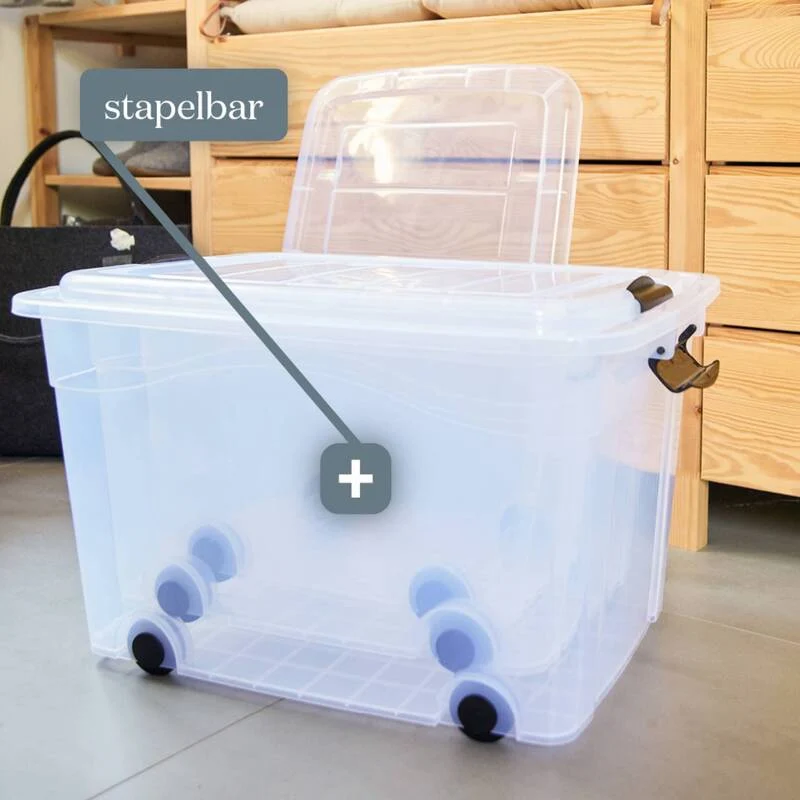 B-Ware Siena HOME Aufbewahrungsbox Anzio 20l mit Deckel und Rollen 45x33.5x25cm klar