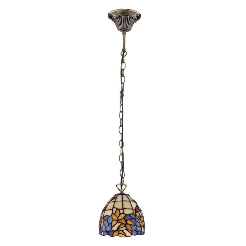 B-Ware Artistar Hängeleuchte Tiffany Stil COLIBRI dimmbar Lampe bunt braun 15x13cm