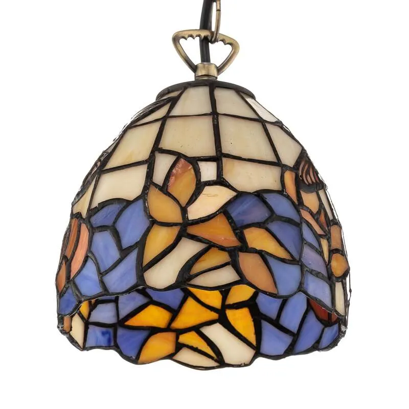 B-Ware Artistar Hängeleuchte Tiffany Stil COLIBRI dimmbar Lampe bunt braun 15x13cm