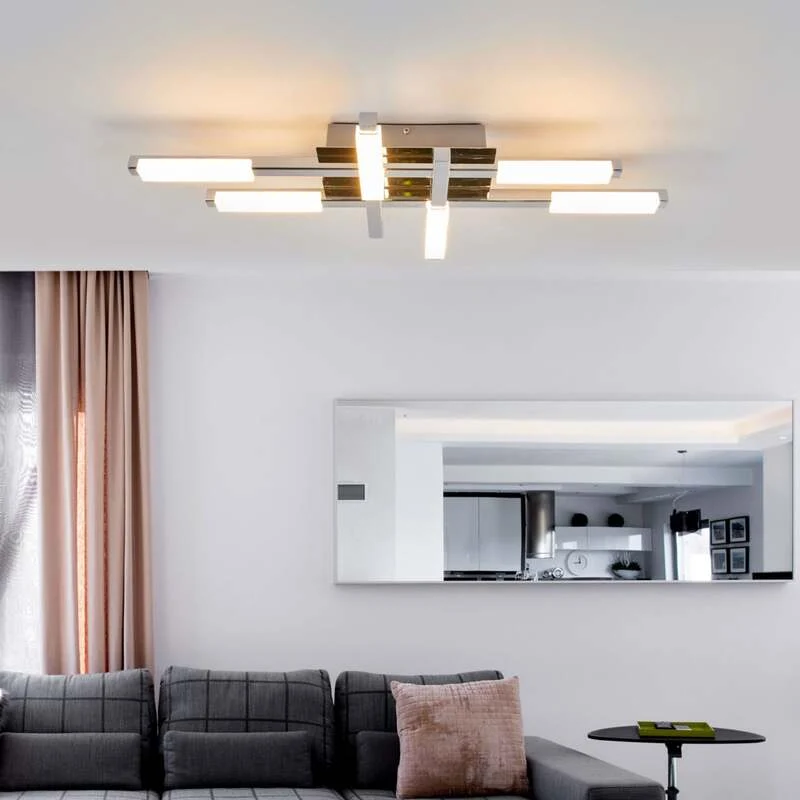 B-Ware Lindby Deckenlampe Patrik LED Leuchte 6-flammig chrom IP44 62x30cm weiß