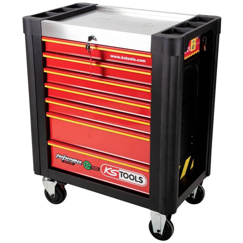 B-Ware KS Tools Werkstattwagen schwarz rot Handwerkzeugwagen Werkzeugwagen 87kg 164-tlg