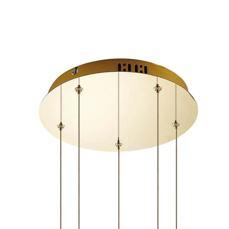 B-Ware Lucande Pendelleuchte Hängeleuchte Hayley LED Lampe 5-flg Blasenstruktur gold