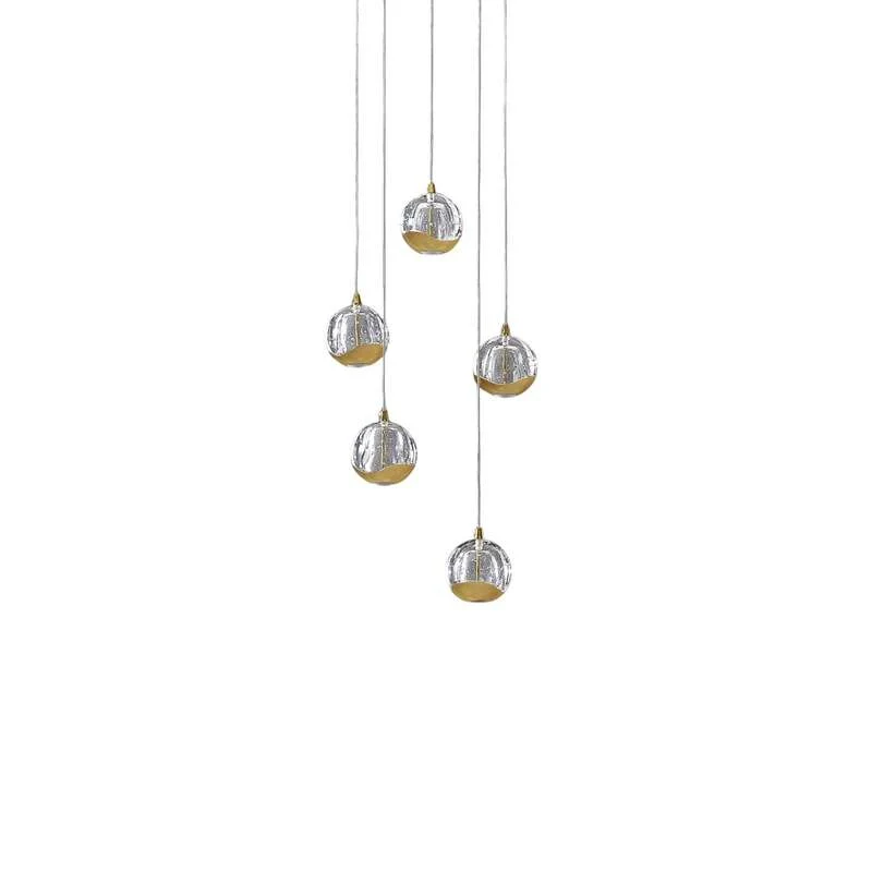 B-Ware Lucande Pendelleuchte Hängeleuchte Hayley LED Lampe 5-flg Blasenstruktur gold