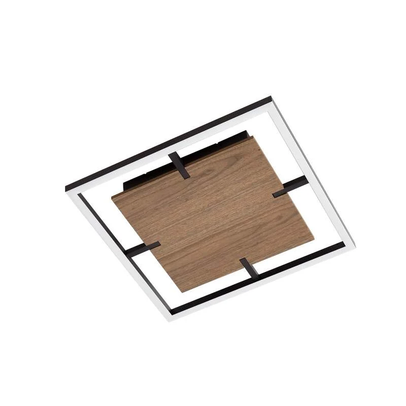 B-Ware Lucande Deckenleuchte Vectra LED Lampe dimmbar Holz schwarz 50x50cm 3000K