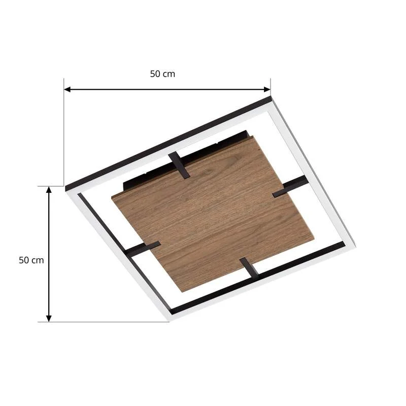 B-Ware Lucande Deckenleuchte Vectra LED Lampe dimmbar Holz schwarz 50x50cm 3000K