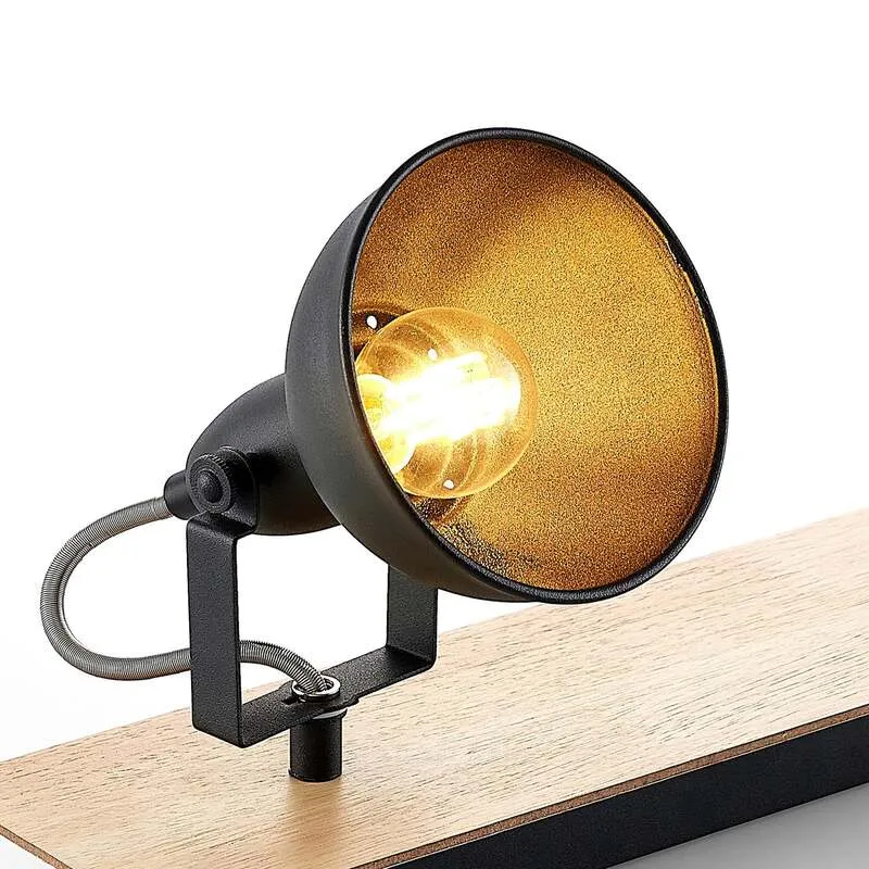 B-Ware Lindby Deckenlampe Aylis LED Lampe Leuchte dimmbar schwarz Holz 40cm 2-flg