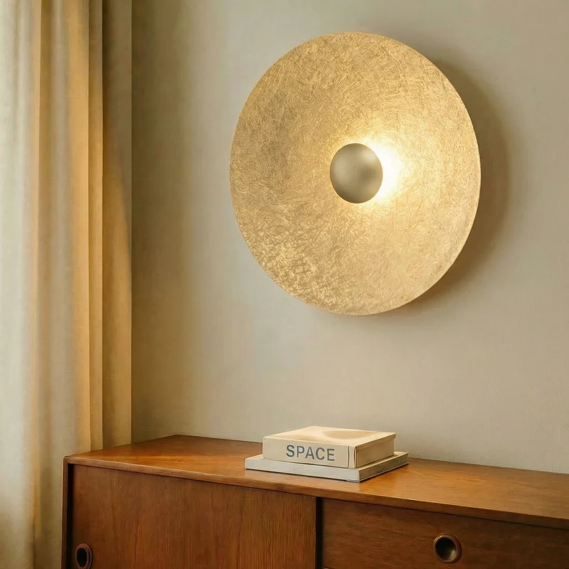 B-Ware LED Wandleuchte Sole M goldfarbig Wandlampe Leuchte Stahl Ø65cm warmweiß 3000K