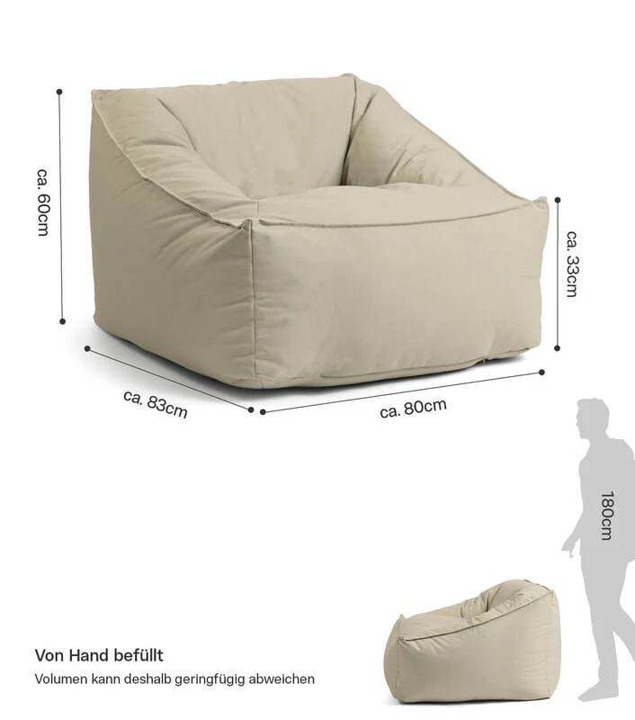 B-Ware mokebo Sitzsack Sessel Outdoor Der Sunnyboy Sandfarben Outdoorstoff strukturiert